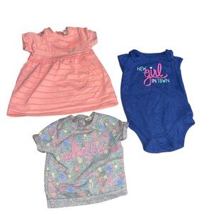 6-9 Months Cherokee & Circo Baby Girl Clothing Set Bundle - Pink, Blue, and Gray